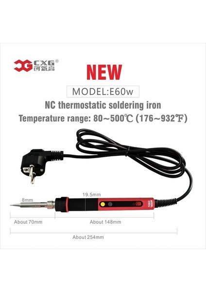 E60W Tarzı Profesyonel Havya LED Dijital Ayarlanabilir Elektrikli Havya 60W Sabit Sıcaklık Cxg E90W E110W E60WT (Yurt Dışından)