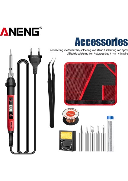SL102 Pro Ab Fiş Stili Aneng Slw Dijital Elektrikli Havya Kiti Ayarlanabilir Sıcaklık Kaynak Araçları Souder Lehim Ucu Solda Için Standı (Yurt Dışından)