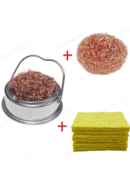 Gümüş Set C Stili Havya Ucu Temizleyici Kaynak Havya Ucu Temizleme Sünger ve Tutucu ile Bakır Tel Temizleme Topu Suya Gerek Yok (Yurt Dışından)