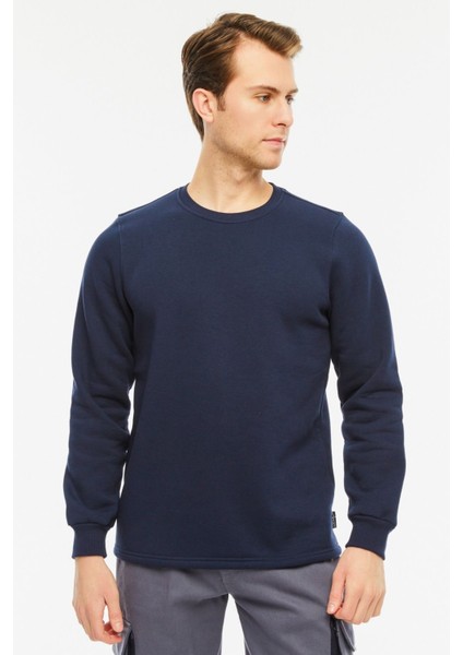 Sweatshirt Bisiklet Yaka Içi Polarlı 3 Iplik Pamuklu Normal Kesim Erkek Lacivert