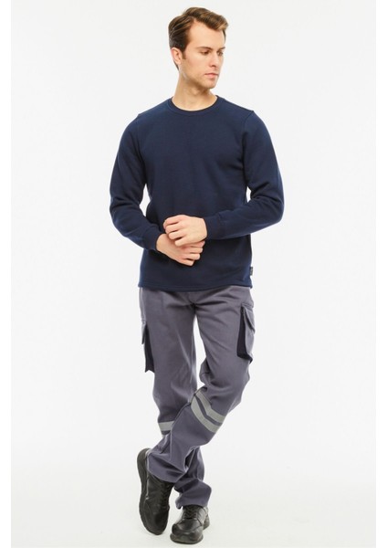 Sweatshirt Bisiklet Yaka Içi Polarlı 3 Iplik Pamuklu Normal Kesim Erkek Lacivert modelleri