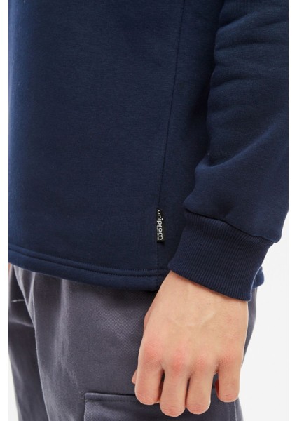 Sweatshirt Bisiklet Yaka Içi Polarlı 3 Iplik Pamuklu Normal Kesim Erkek Lacivert indirimleri