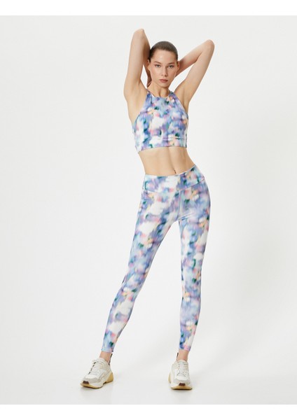 Sporcu Sütyeni Arkası Çapraz Askılı Batik Desenli Slim Fit
