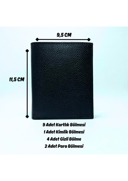 Deri Cüzdan Dik Model Flother Siyah