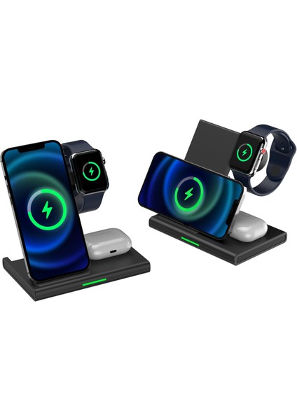 3 Cihaz 1 Arada 15W Hızlı Şarj Özellikli Watch, Airpod ve Telefon Şarj Standı