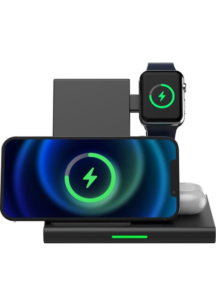 3 Cihaz 1 Arada 15W Hızlı Şarj Özellikli Watch, Airpod ve Telefon Şarj Standı