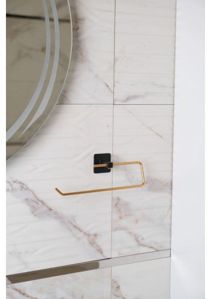 Yapışkanlı Kare Açık Solo Havluluk Havlu Askısı Altın Siyah S-110