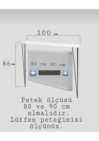 Pinhal Home Yarım Ay Oval Kenar Dresuar Beyaz 100CM Siyah Ayak