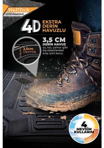 Tofaş Tempra Uyumlu Havuzlu Oto Paspas A+ Gri