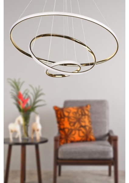 Spin 3.lü Ledli Avize Gold Kaplama