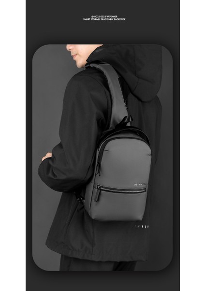 Yeni Rahat Erkek Göğüs Çantası USB Şarj Omuz Crossbody Çanta Seyahat Su Geçirmez Moda Omuz Çantası (Yurt Dışından)
