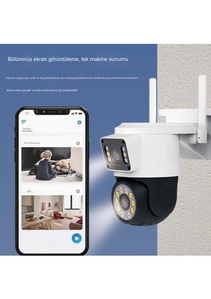Su Geçirmez IP66 Çift Lensli Otomatik Takip ile Iç ve Dış Mekan Için 355°VIEW Hareket Algılama Uyarıları Iki Yönlü   K Hd Kablosuz Güvenlik Wifi Kamera