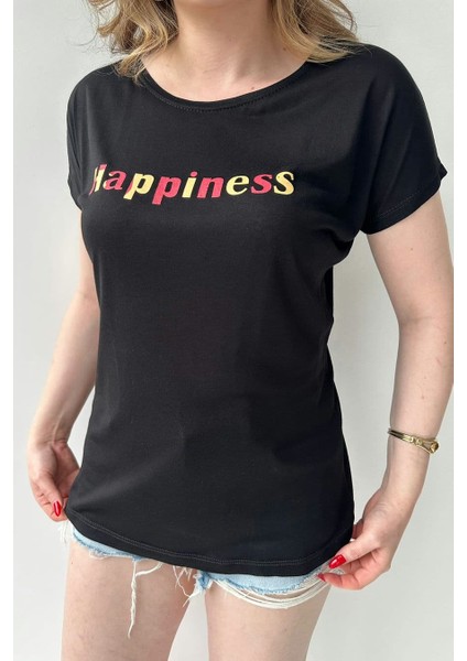 Happiness T-Shirt Siyah