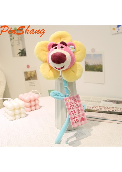 Pinshang 30 cm Çilek Ayı Çiçek Peluş Bebek Dolması Losto Karikatür Peluş Çiçek Oyuncak (Yurt Dışından)