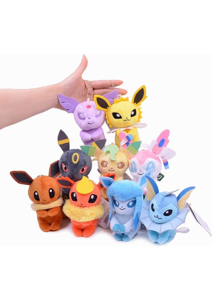 10 cm Pokemon Eeveelution Peluş Anahtarlık Dolması Kolye Oyuncaklar Karikatür Pokemon Gitmek Psyduck Peluş Anime Vaporeon Sylveon Bebekler Çocuklar Hediyeler (Yurt Dışından)