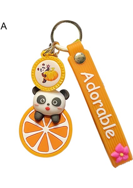Anahtar Kolye Yaratıcı Çanta Aksesuarları Silikon Karikatür Meyve Panda Anahtarlık Araba Dekorasyon (Yurt Dışından)