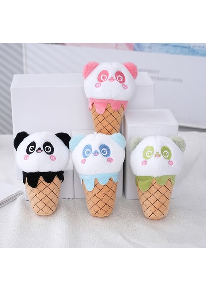 Karikatür Kawaii Süt Çay Dondurma Küçük Panda Peluş Bebek Anahtarlık Kolye Yaratıcı Sevimli Dondurma Panda Peluş Sırt Çantası Kolye (Yurt Dışından)