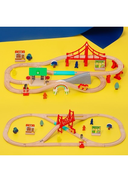 Ahşap Oyuncak Ahşap Tren Parça Seti Ahşap Demiryolu Yapı Parçası Pres Döküm Araç Raylı Tüm Markalar ile Uyumlu Ahşap Parça Hediyeler (Yurt Dışından)