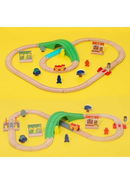 Ahşap Oyuncak Ahşap Tren Parça Seti Ahşap Demiryolu Yapı Parçası Pres Döküm Araç Raylı Tüm Markalar ile Uyumlu Ahşap Parça Hediyeler (Yurt Dışından)