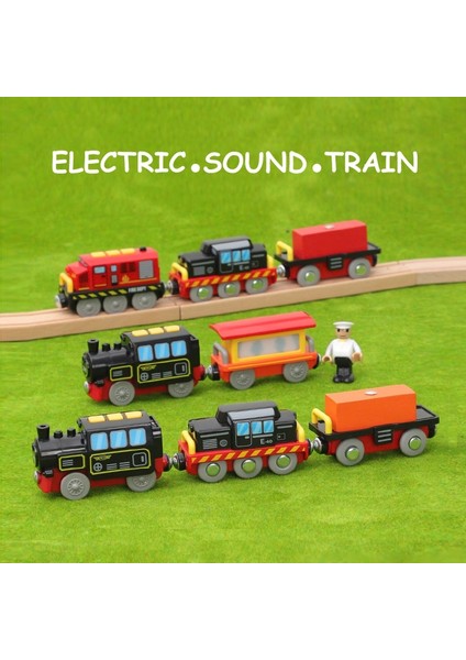 Retro Tren Oyuncak Ses, Işık Elektrikli Tren Seti Çocuk Eğitici Oyuncak Tren Ahşap Raylı Araba Ahşap Parça ile Uyumlu (Yurt Dışından) modelleri