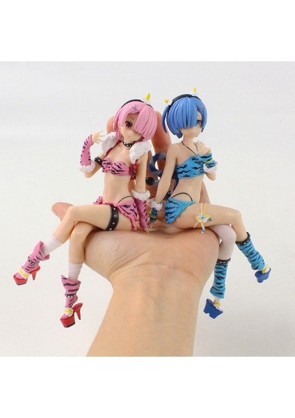 16 cm Anime Re: Sıfırdan Farklı Bir Dünyada Yaşam Ram Rem Harikalar Diyarında Leopar Tahıl Oturmak Aksiyon Şekilli Kalıp Oyuncak Bebekler (Yurt Dışından)