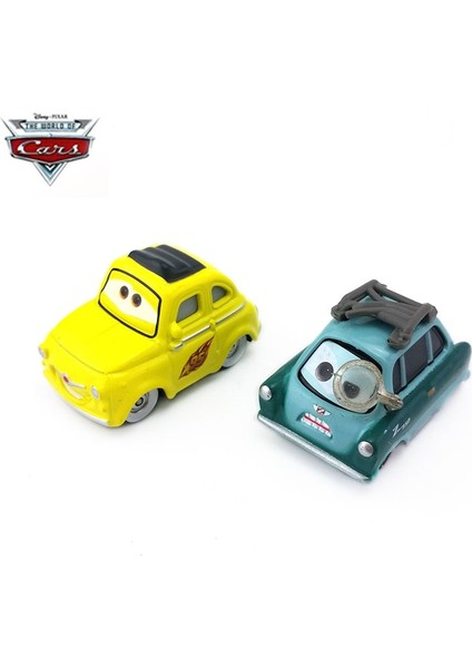 Disney Pixar Arabalar 2 Parça Kombinasyonu Profesör Z ve Mini Sevimli Forklift Guido ve Luigo Yıldırım Mcqueen Oyuncak Araba Noel Hediyesi (Yurt Dışından)