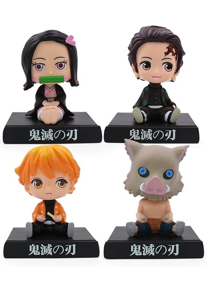Bobble Head Tek Parça Sallama Kafa Telefon Tutucu Telefon Braketi Luffy Chopper Pvc Action Figure Iblis Avcısı Tanjirou Zenitsu Oyuncaklar (Yurt Dışından)