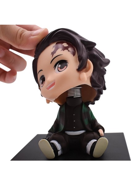 Bobble Head Tek Parça Sallama Kafa Telefon Tutucu Telefon Braketi Luffy Chopper Pvc Action Figure Iblis Avcısı Tanjirou Zenitsu Oyuncaklar (Yurt Dışından)