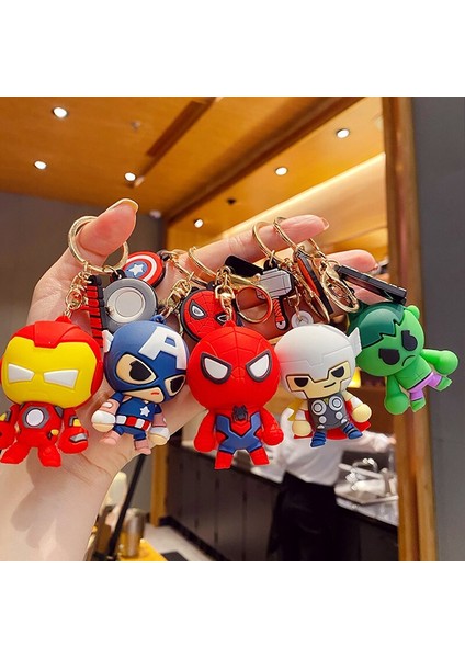 Disney Avengers Kahraman Aksiyon Figürü Anahtarlık Marvel Anime Karikatür Örümcek Adam Demir Adam Modeli Kaptan Amerika Anahtarlık Çocuk Kız Oyuncakları (Yurt Dışından)