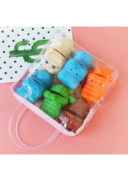 Bebek Oyuncak Araba 6 Adet Çocuklar Plastik Mini Döküm Araç Çocuk Geri Çekin Itfaiye Kamyonu Taksi Timsah Model Araba Erkek Mekanik Hediye (Yurt Dışından)