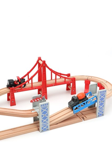 Ahşap Tren Araba Demiryolu Üst Geçit Parça Köprü Seti Asma Köprü Vinci Kule Tren Rayı Oyuncaklar Çocuklar Için Eğitici Oyuncaklar Hediyeler (Yurt Dışından)