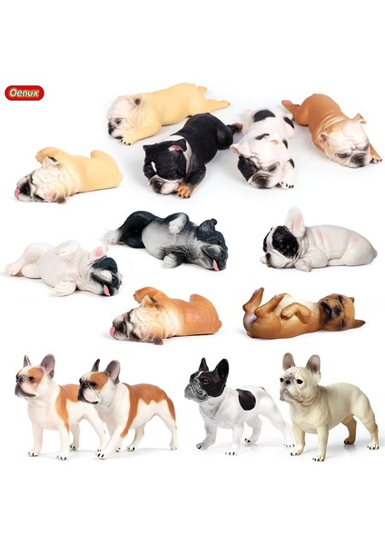 Oenux Güzel Fransız Bulldog Hayvanlar Sevimli Köpek Yavrusu Uyku Tembel Köpek Aksiyon Figürleri Modeli Heykelcik Pvc Ev Dekorasyon Eğitim Oyuncak (Yurt Dışından)