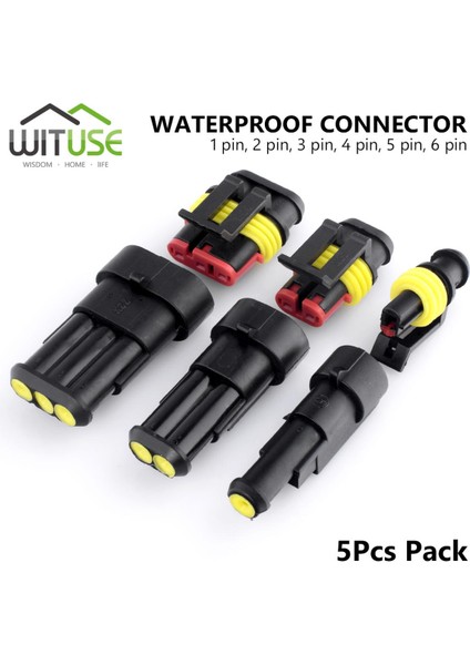 Tsleen 5 Adet Su Geçirmez 1/2/3/4/5/6 Pin Yollu Conta Arazi Aracı 12A IP68 Elektrik Otomotiv Teli Konnektör Fiş Terminalleri Kamyon Araba (Yurt Dışından)