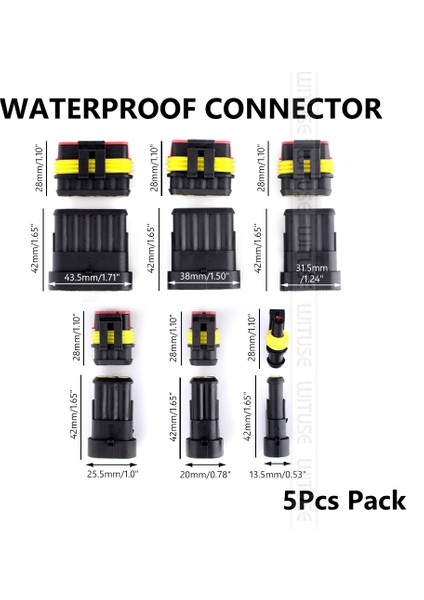 Tsleen 5 Adet Su Geçirmez 1/2/3/4/5/6 Pin Yollu Conta Arazi Aracı 12A IP68 Elektrik Otomotiv Teli Konnektör Fiş Terminalleri Kamyon Araba (Yurt Dışından)