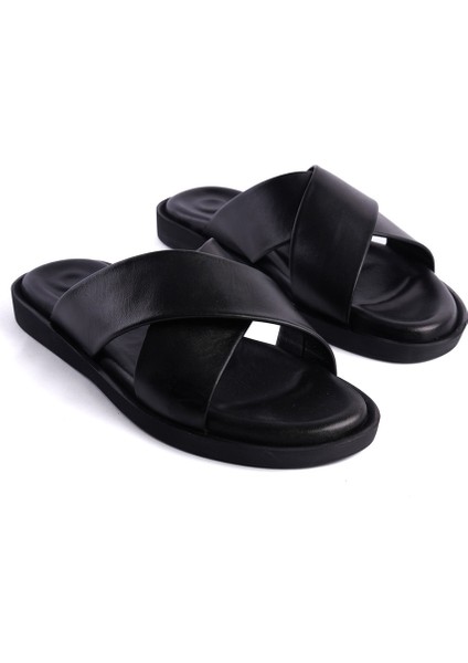 Collection Erkek Deri Terlik Siyah -MCCAS102-S