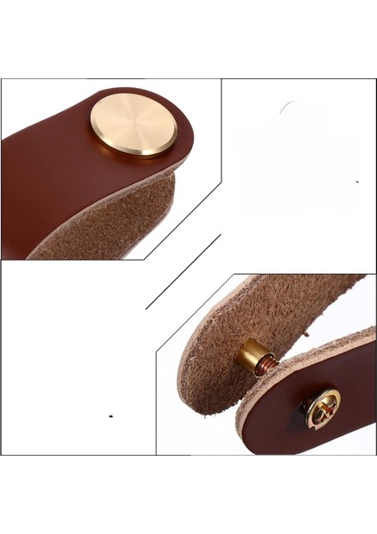 Çekmece Mobilya Kulpu Nordik Stil Minimalist Iskandinav Tip Suni Deri Pirinç Birleşimi