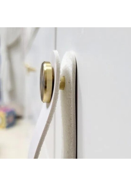 Çekmece Mobilya Kulpu Nordik Stil Minimalist Iskandinav Tip Suni Deri Pirinç Birleşimi