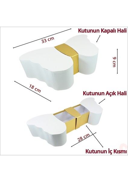 Kelebek Kutu, 33 x 18 x 9 cm - Beyaz, 1 Adet