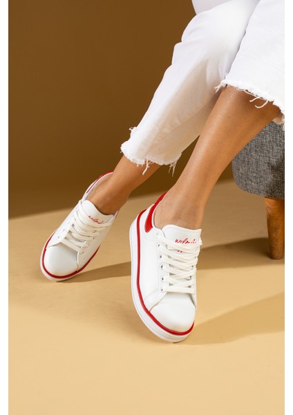 Rahat Taban Renk Şeritli Bağcıklı Kadın Sneaker 001-340-24BKIRMIZI fiyatları