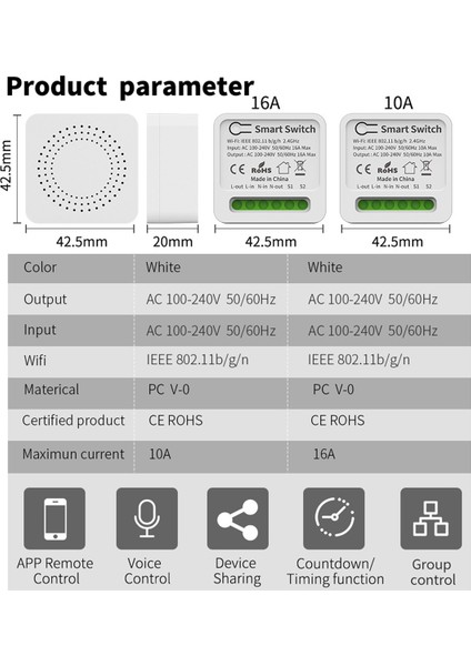 Tuya Akıllı Anahtar 16A Işık App Uzaktan Zamanlama Kablosuz Kontrol (Yurt Dışından) modelleri