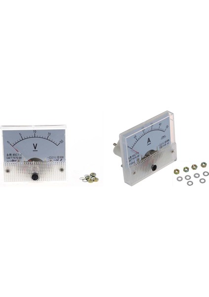 1 Adet Dc 0-20V 85C1-V Sınıfı 2.5 Voltmetre Analog Volt Panel & 1 Adet 85C1 Dc 0-50A Dikdörtgen Analog Panel Ampermetre Ölçer (Yurt Dışından)