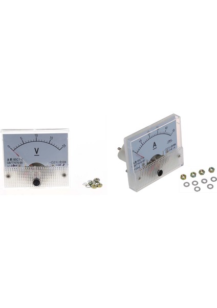 1 Adet Dc 0-20V 85C1-V Sınıfı 2.5 Voltmetre Analog Volt Panel & 1 Adet 85C1 Dc 0-50A Dikdörtgen Analog Panel Ampermetre Ölçer (Yurt Dışından)