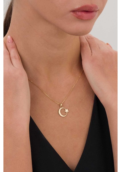 14 Ayar Altın Ay Yıldız Türk Bayrağı Özel Altın Kolye fiyatları