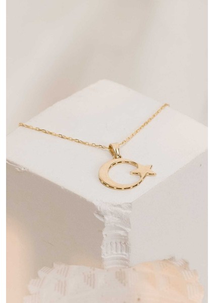 14 Ayar Altın Ay Yıldız Türk Bayrağı Özel Altın Kolye fırsatları