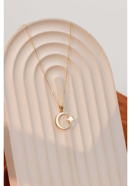 14 Ayar Altın Ay Yıldız Türk Bayrağı Özel Altın Kolye indirimleri