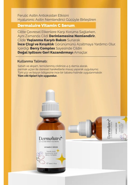 Cilt Bakım Serum Seti (Vitamin C Serum, Aydınlatıcı Serum, Gözenek Karşıtı Serum, Collagen Pepdite )