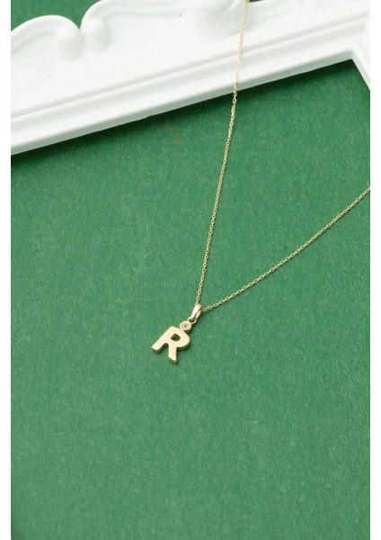14 Ayar R Harfli Altın Kolye Kadın Harfli Kolye indirimleri