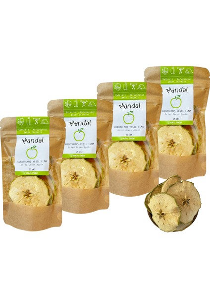 Kurutulmuş Yeşil Elma 4 x 25 gr