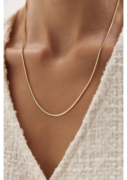 14 Ayar Balıksırtı Italyan Kadın Altın Zincir Balıksırtı Kolye