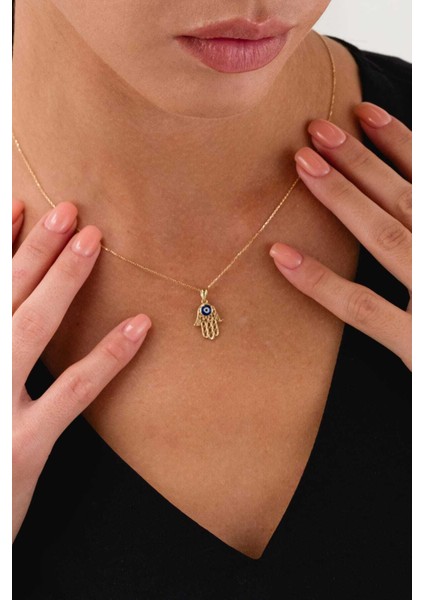 14 Ayar Altın Fatma Ana Eli Fatma Ananın Eli Kolye